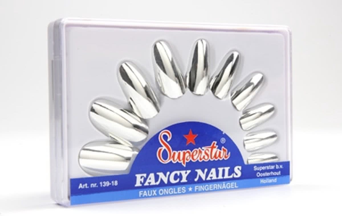 Zilveren plaknagels | Nepnagels/  2 sets